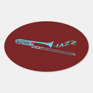 JazzTrombone Ovaler Aufkleber