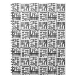 Jazzy Black and White Music Notebook Notizblock
