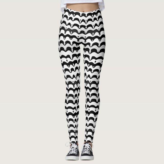 Jazzy Black & White Melting Zebra Streifen Leggings (Vorderseite)