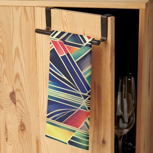 Jazzy Geometric Elegante Klassisches Boho Geschirrtuch (Drittel gefaltet)