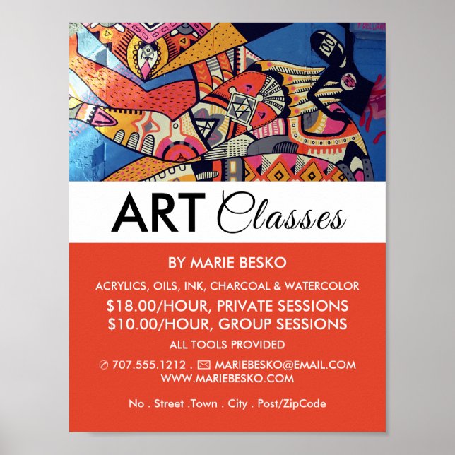 Jazzy Graffiti Art, Art Class Advertising Poster (Vorne)