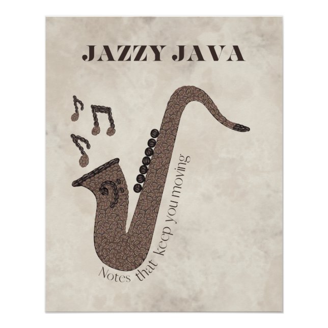 Jazzy Java-Coffee Beans-Saxophon- Poster (Vorderseite)