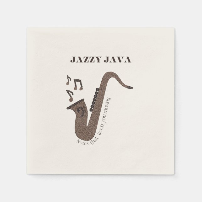 Jazzy Java-Coffee Beans-Saxophon- Serviette (Vorderseite)