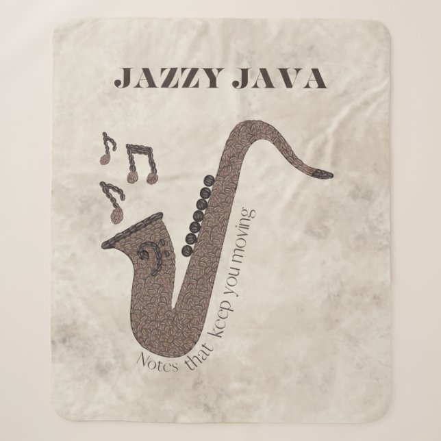 Jazzy Java-Coffee Beans-Saxophon- Sherpadecke (Vorderseite)