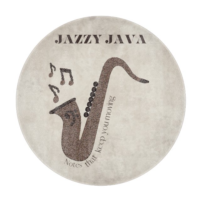 Jazzy Java-Kaffeebohnen-Saxophon- Schneidebrett (Vorderseite)