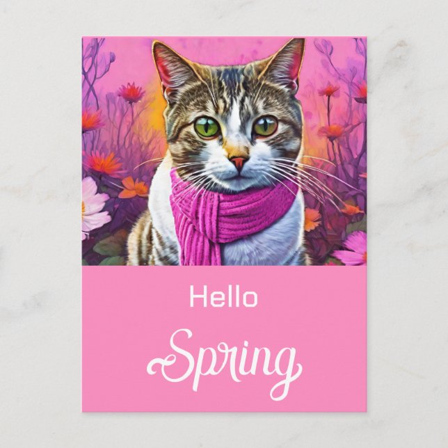 Jazzy Kitty im Frühjahr Feiertagspostkarte (Vorderseite)
