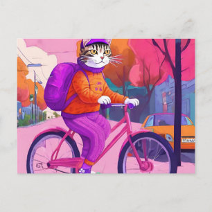 Jazzy Kittys Rückkehr-zur-Schule-Fahrt Postkarte