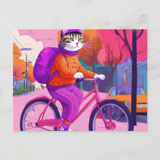 Jazzy Kittys Rückkehr-zur-Schule-Fahrt Postkarte