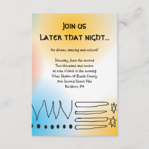 Jazzy Musical Bar Bat Mitzvah Party Empfang Card Begleitkarte