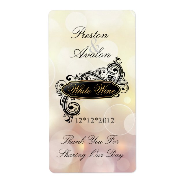 Jazzy Pink Bokeh Wedding Wine Label (Vorne)