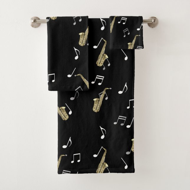 Jazzy Saxophon & Musical Notes  Badhandtuch Set (Insitu)