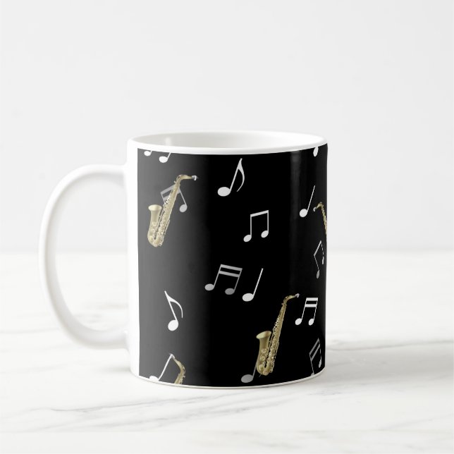 Jazzy Saxophon & Musical Notes  Kaffeetasse (Links)
