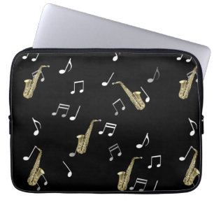 Jazzy Saxophon & Musical Notes Laptopschutzhülle
