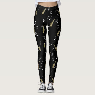 Jazzy Saxophon & Musical Notes  Leggings