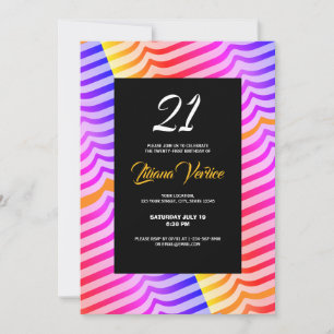 Jazzy Trippy Psychedelic Tropical Stripey Pattern Einladung