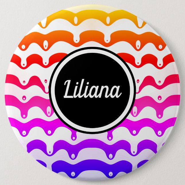 Jazzy Tropical psychedelic Dripping Stripes Button (Vorderseite)