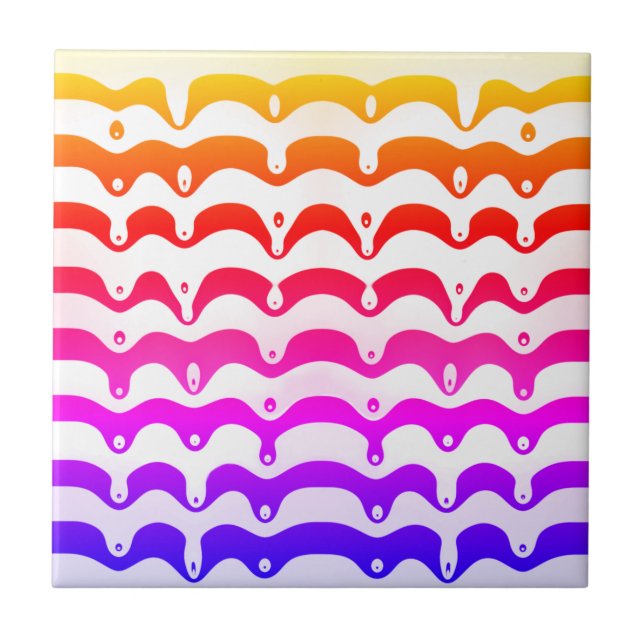 Jazzy Tropical Psychedelic Dripping Stripes Fliese (Vorderseite)