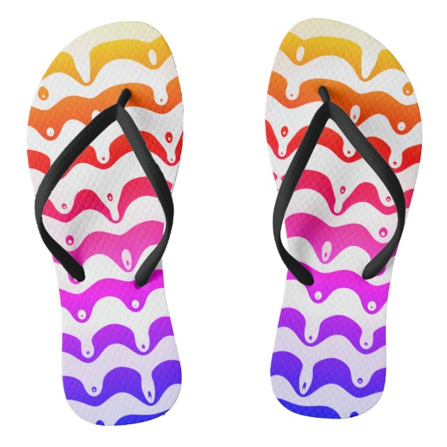 Jazzy Tropical Psychedelic Dripping Stripes Flip Flops (Fußbett)