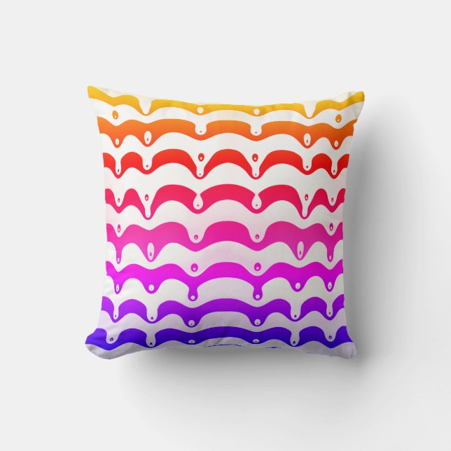 Jazzy Tropical Psychedelic Dripping Stripes Kissen (Vorderseite)