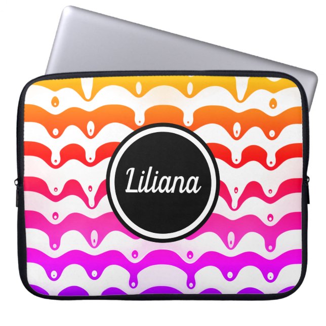 Jazzy Tropical Psychedelic Dripping Stripes Laptopschutzhülle (Vorderseite)