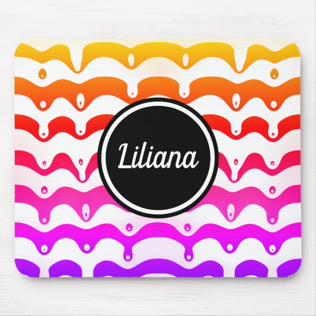 Jazzy Tropical psychedelic Dripping Stripes Mousepad (Vorne)