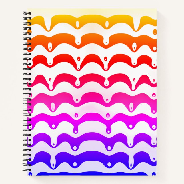 Jazzy Tropical Psychedelic Dripping Stripes Notizbuch (Vorderseite)