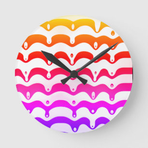 Jazzy Tropical Psychedelic Dripping Stripes Runde Wanduhr