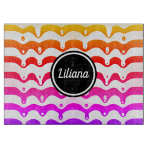 Jazzy Tropical psychedelic Dripping Stripes Schneidebrett