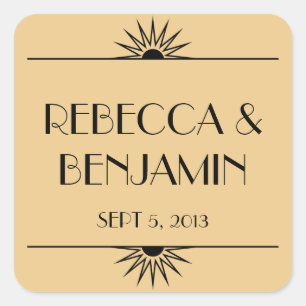 Jazzzeitalter goldener geometrischer Deko Hochzeit Quadratischer Aufkleber