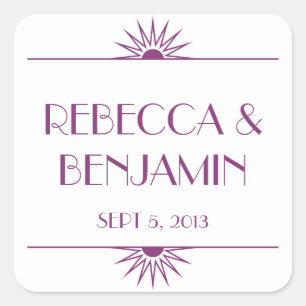 Jazzzeitalter lila geometrischer Kunst Deko Hochze Quadratischer Aufkleber