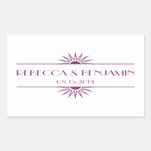 Jazzzeitalter lila geometrischer Kunst Deko Hochze Rechteckiger Aufkleber