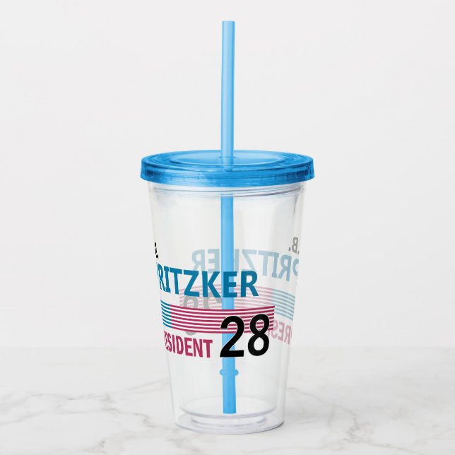 JB Pritzker 2028 Acryltrinkbecher (Vorderseite)