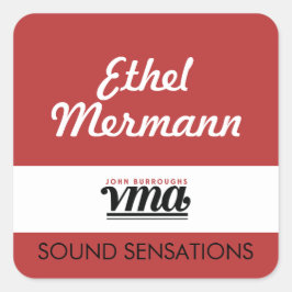 JBHS VMA Roter Hintergrund mit weißem Skript Quadratischer Aufkleber