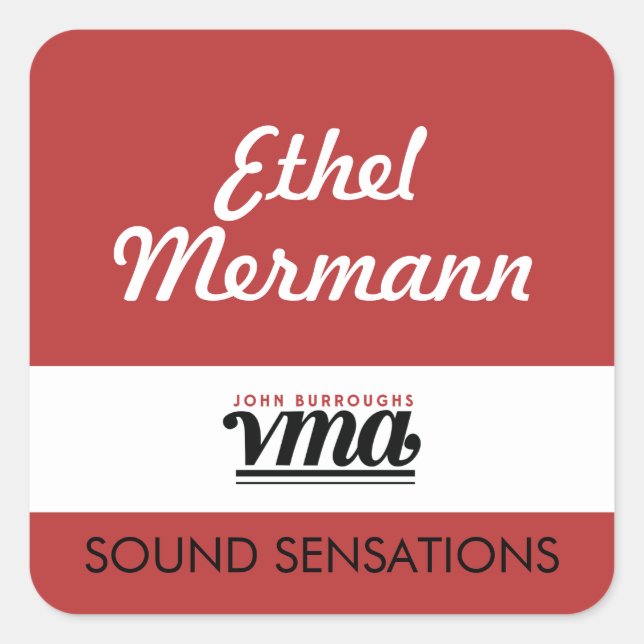 JBHS VMA Roter Hintergrund mit weißem Skript Quadratischer Aufkleber (Vorderseite)