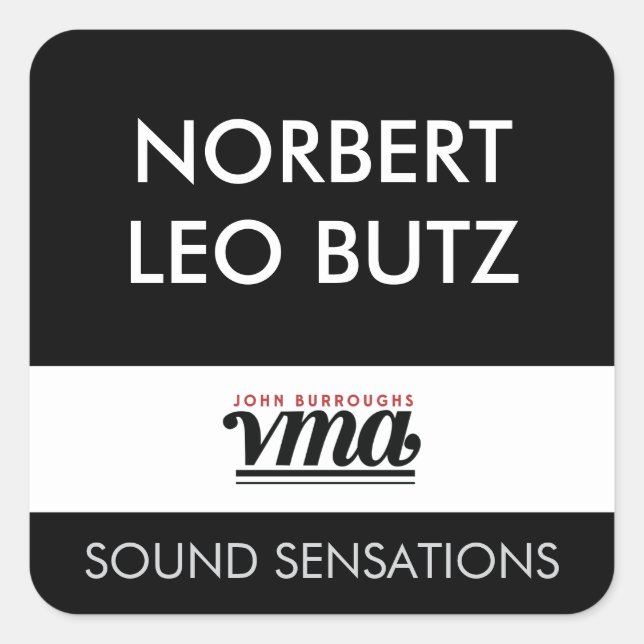 JBHS VMA Schwarzer Hintergrund mit weißem ALL CAPS Quadratischer Aufkleber (Vorderseite)