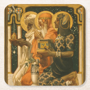 JC Leyendecker Drei Weise Männer Vintage Weihnacht Rechteckiger Pappuntersetzer