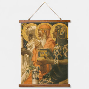 JC Leyendecker Drei Weise Männer Vintage-Weihnacht Wandteppich Mit Holzrahmen