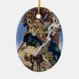 JC Leyendecker Königin Maeve keltische Kriegerin Keramikornament