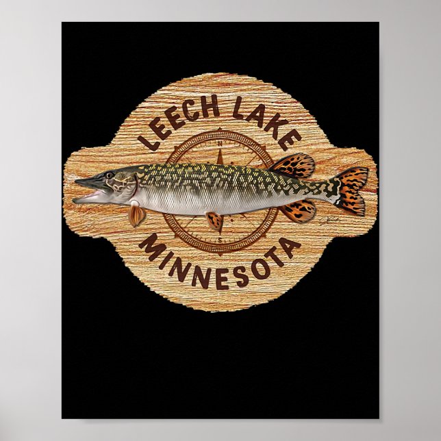 JCombs Leech Lake Minnesota Northern Pike Fischen Poster (Vorne)