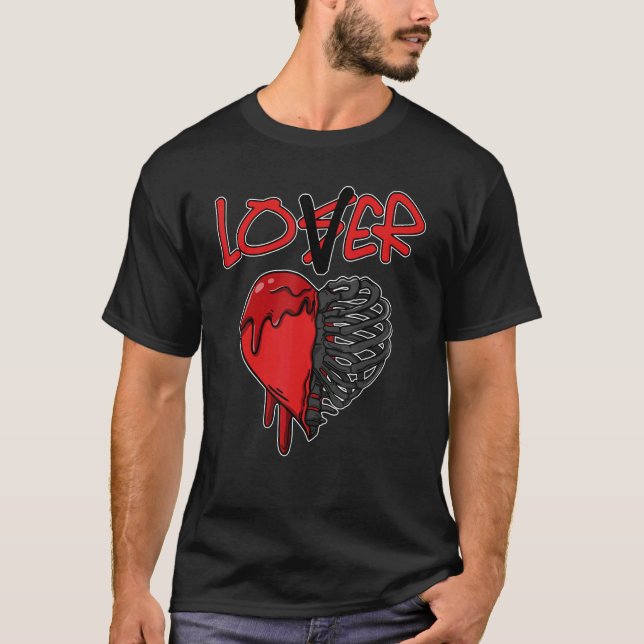 JD 4 Red Thunder Dripping Heart Red Thunder 4s Mat T-Shirt (Vorderseite)