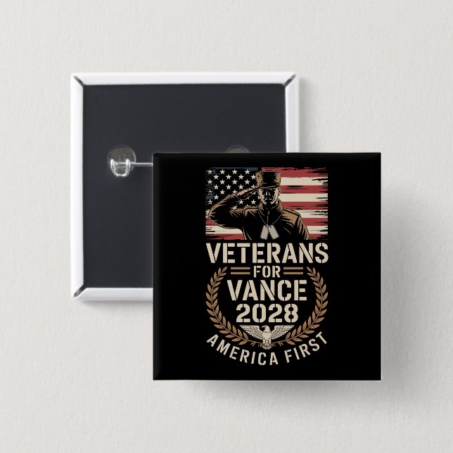 JD VANCE FÜR PRÄSIDENT VETERANEN 2028 Buttons (Vorne & Hinten)