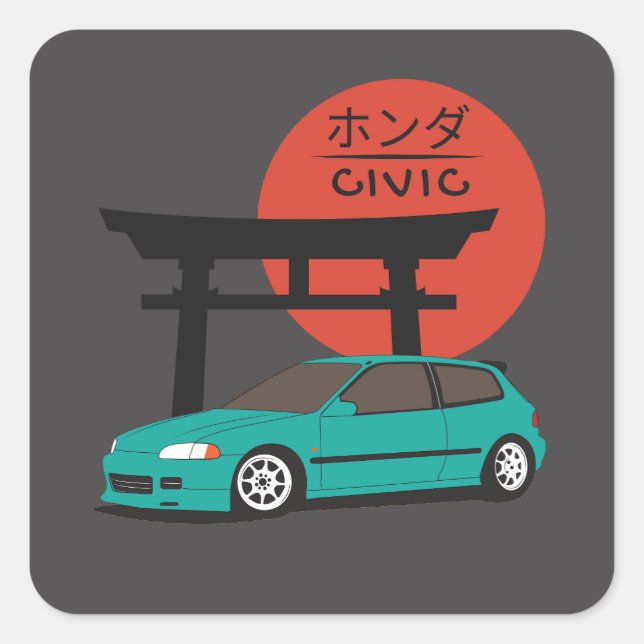 JDM Hatch Legend Torii Sunset Street Culture Quadratischer Aufkleber (Vorderseite)