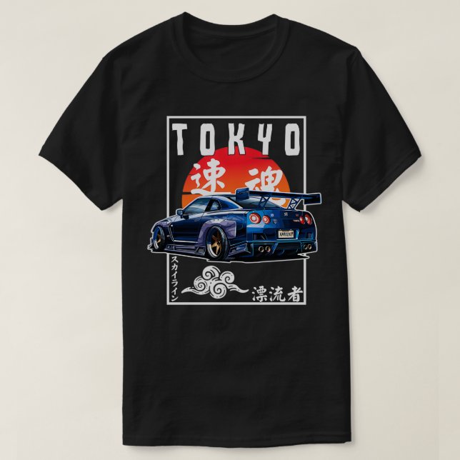 JDM Japanese Streetwear Tokyo R34 Drift Lovers T-Shirt (Design vorne)