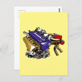 JDM SIX-CYLINDER TURBO MOTOR POSTKARTE