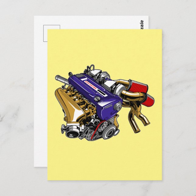 JDM SIX-CYLINDER TURBO MOTOR POSTKARTE (Vorne/Hinten)