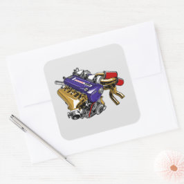 JDM SIX-CYLINDER TURBO MOTOR QUADRATISCHER AUFKLEBER