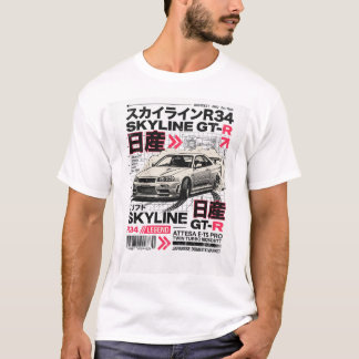 JDM Skyline R34 Tech Spec Streetwear Grafik T-Shirt