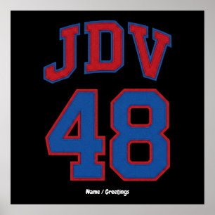 JDV 48 Retro Varsity Style Vintage Sport Monogramm Poster