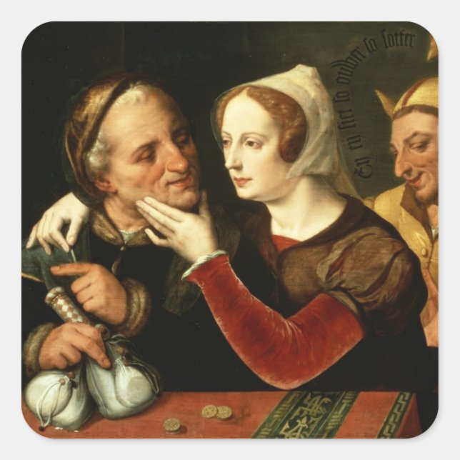 Je älter man wird, desto verrückter wird man quadratischer aufkleber (Vorderseite)