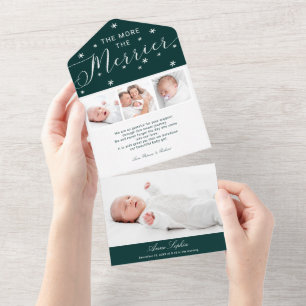 Je mehr die 4 Fotos Geburtsankündigung All In One Einladung